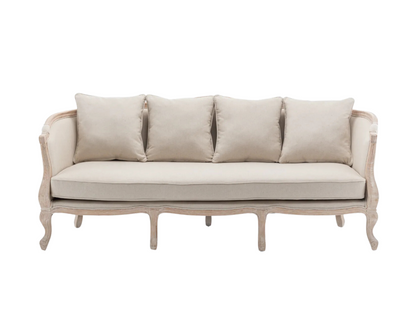 FITZGERALD SOFA - IVORY W/ NATURAL WOOD