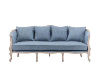 FITZGERALD SOFA - DUSTY BLUE W/ NATURAL WOOD