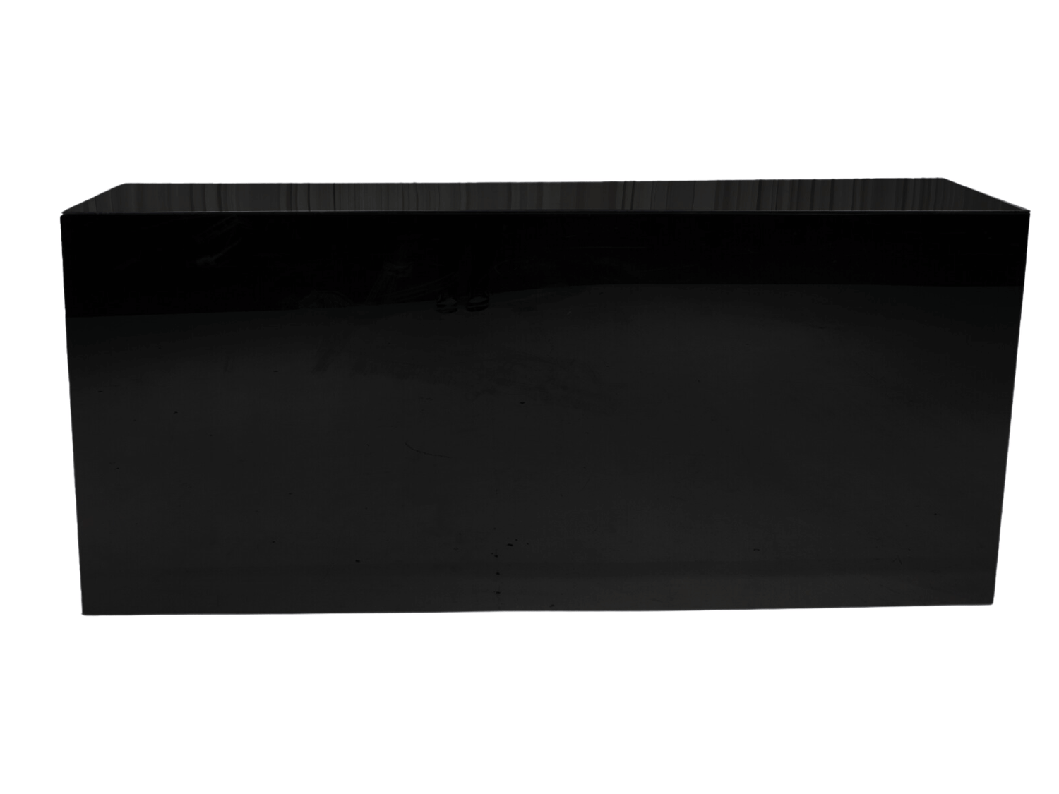 ACRYLIC 8FT BAR - GLOSSY BLACK - H 42" / W 96" / D 24" Brandable Area: Front: W 96" x H 42" | Side Panels: W 24" x H 42" | Top: W 96" x H 24" LLL's Acrylic 8ft Bar - Glossy Black is an aluminum frame bar with glossy black acrylic sides. This bar has a sle