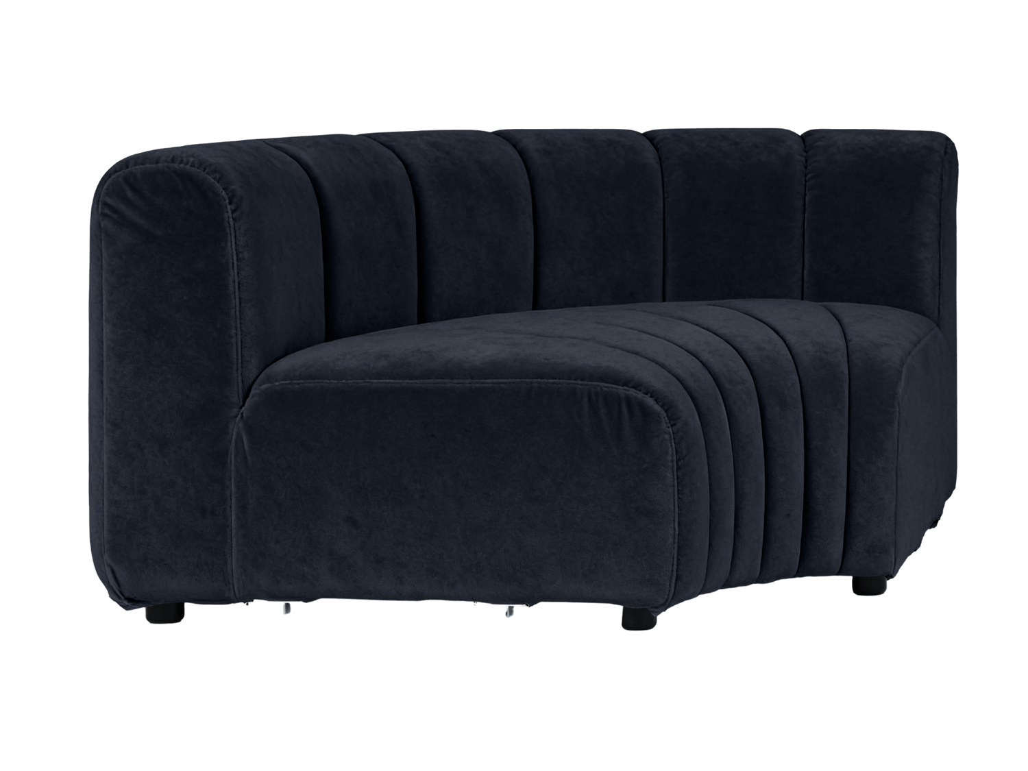ARC INNER SOFA SECTION - BLACK - H 27.5" / W 67" / D 39" LLL's Arc Inner Sofa Section represents a versatile modular component designed for any event configurations. Constructed with high-quality performance fabric and black wooden legs provide structural