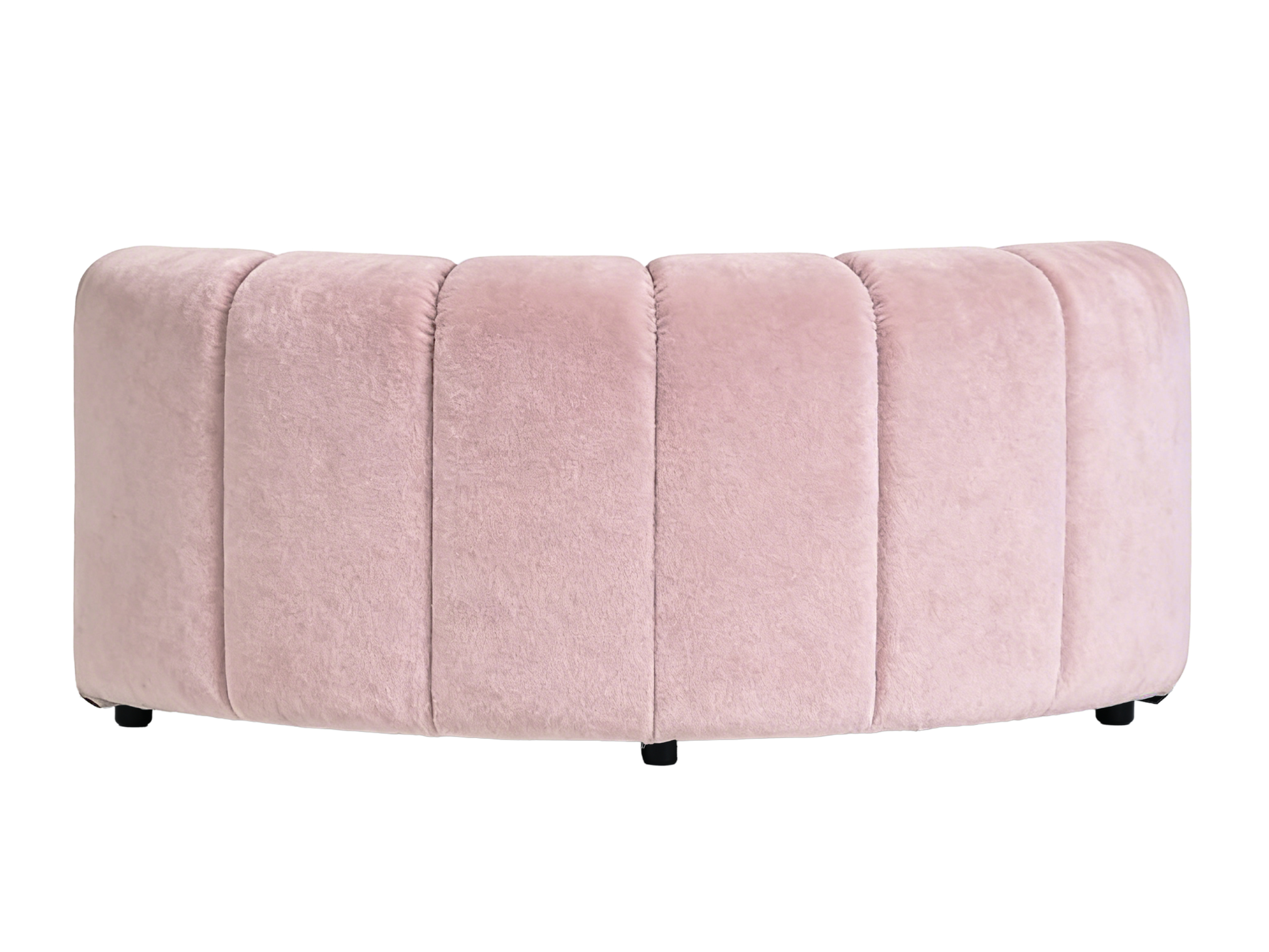 ARC INNER SOFA SECTION - BLUSH - H 27.5" / W 67" / D 39" LLL's Arc Inner Sofa Section represents a versatile modular component designed for any event configurations. Constructed with high-quality performance fabric and black wooden legs provide structural