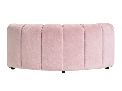 ARC INNER SOFA SECTION - BLUSH - H 27.5" / W 67" / D 39" LLL's Arc Inner Sofa Section represents a versatile modular component designed for any event configurations. Constructed with high-quality performance fabric and black wooden legs provide structural