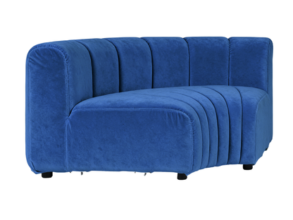 ARC INNER SOFA SECTION - NAVY - H 27.5" / W 67" / D 39" LLL's Arc Inner Sofa Section represents a versatile modular component designed for any event configurations. Constructed with high-quality performance fabric and black wooden legs provide structural