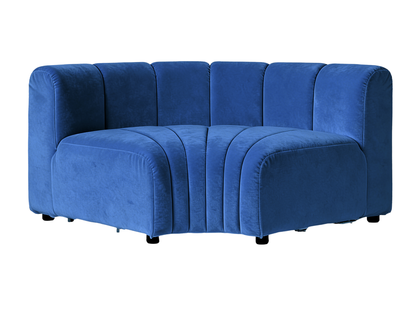 ARC INNER SOFA SECTION - NAVY - H 27.5" / W 67" / D 39" LLL's Arc Inner Sofa Section represents a versatile modular component designed for any event configurations. Constructed with high-quality performance fabric and black wooden legs provide structural