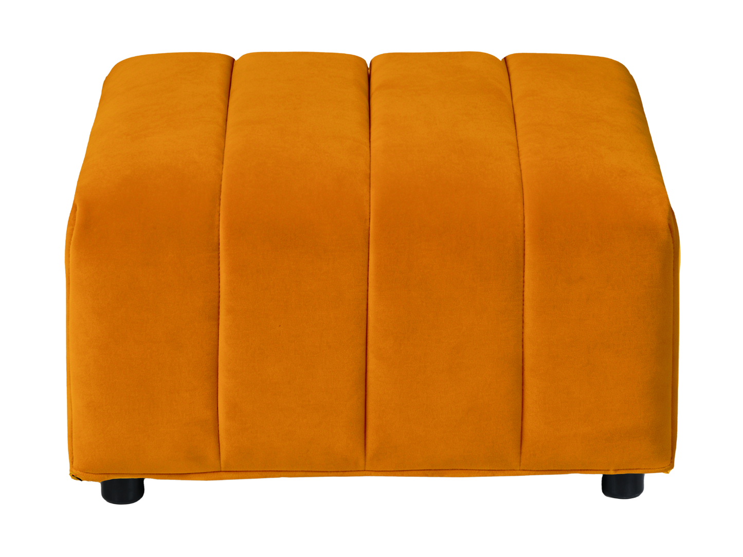 ARC OTTOMAN - ORANGE - H 16.9" / W 31.5" / D 37" LLL's Arc Ottoman represents a versatile modular component designed for any event configurations. Constructed with high-quality performance fabric and black wooden legs provide structural stability while ma