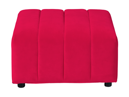 ARC OTTOMAN - RED - H 16.9" / W 31.5" / D 37" LLL's Arc Ottoman represents a versatile modular component designed for any event configurations. Constructed with high-quality performance fabric and black wooden legs provide structural stability while maint
