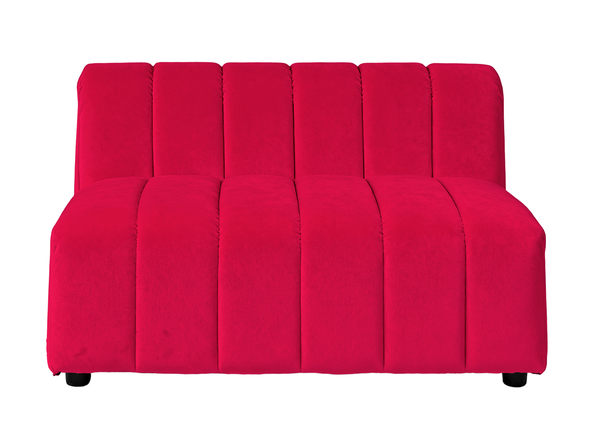 ARC STRAIGHT SOFA SECTION - RED - H 27.6" / W 47" / D 37" LLL's Arc Straight Sofa Section represents a versatile modular component designed for any event configurations. Constructed with high-quality performance fabric and black wooden legs provide struct