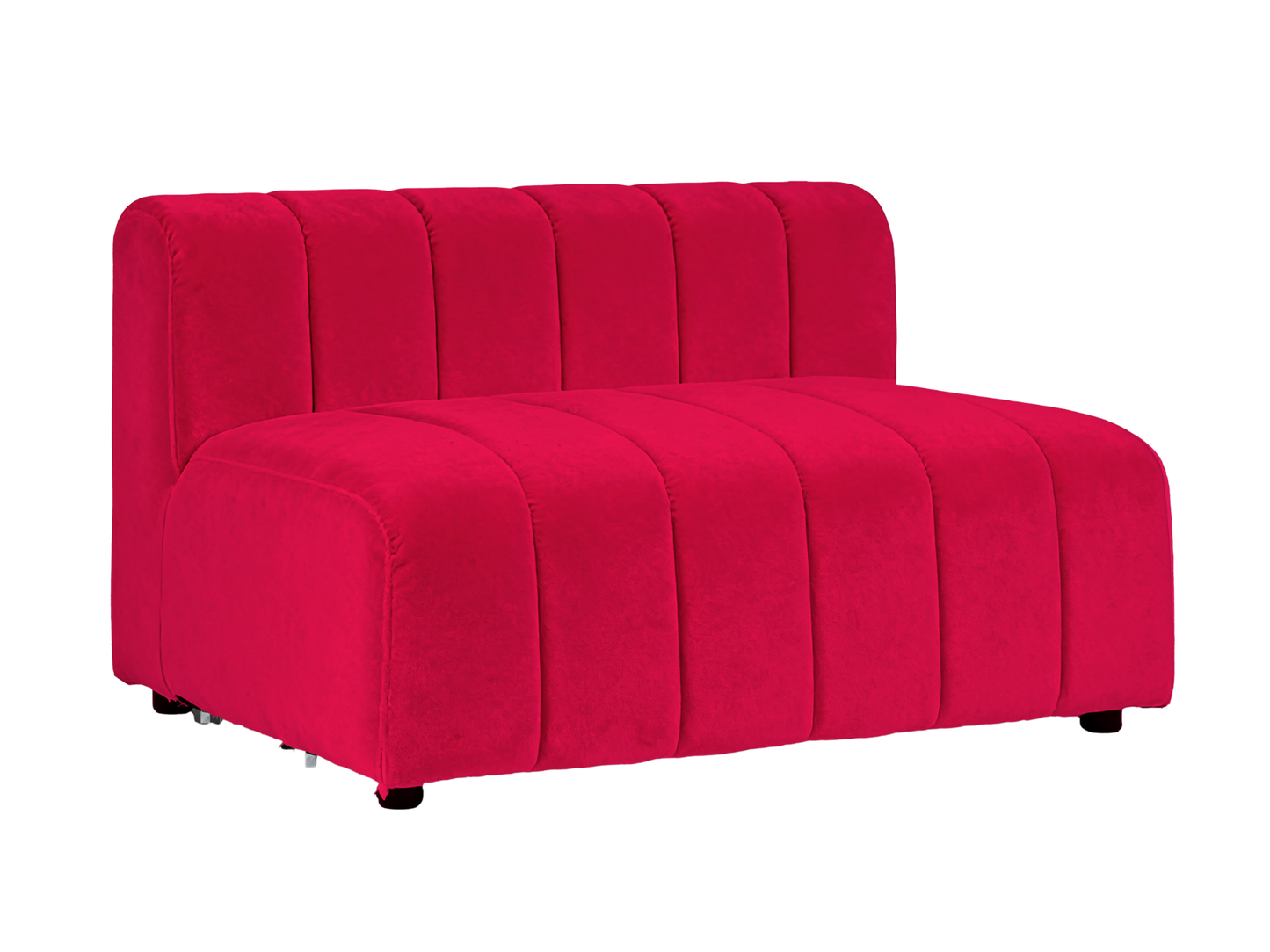 ARC STRAIGHT SOFA SECTION - RED - H 27.6" / W 47" / D 37" LLL's Arc Straight Sofa Section represents a versatile modular component designed for any event configurations. Constructed with high-quality performance fabric and black wooden legs provide struct