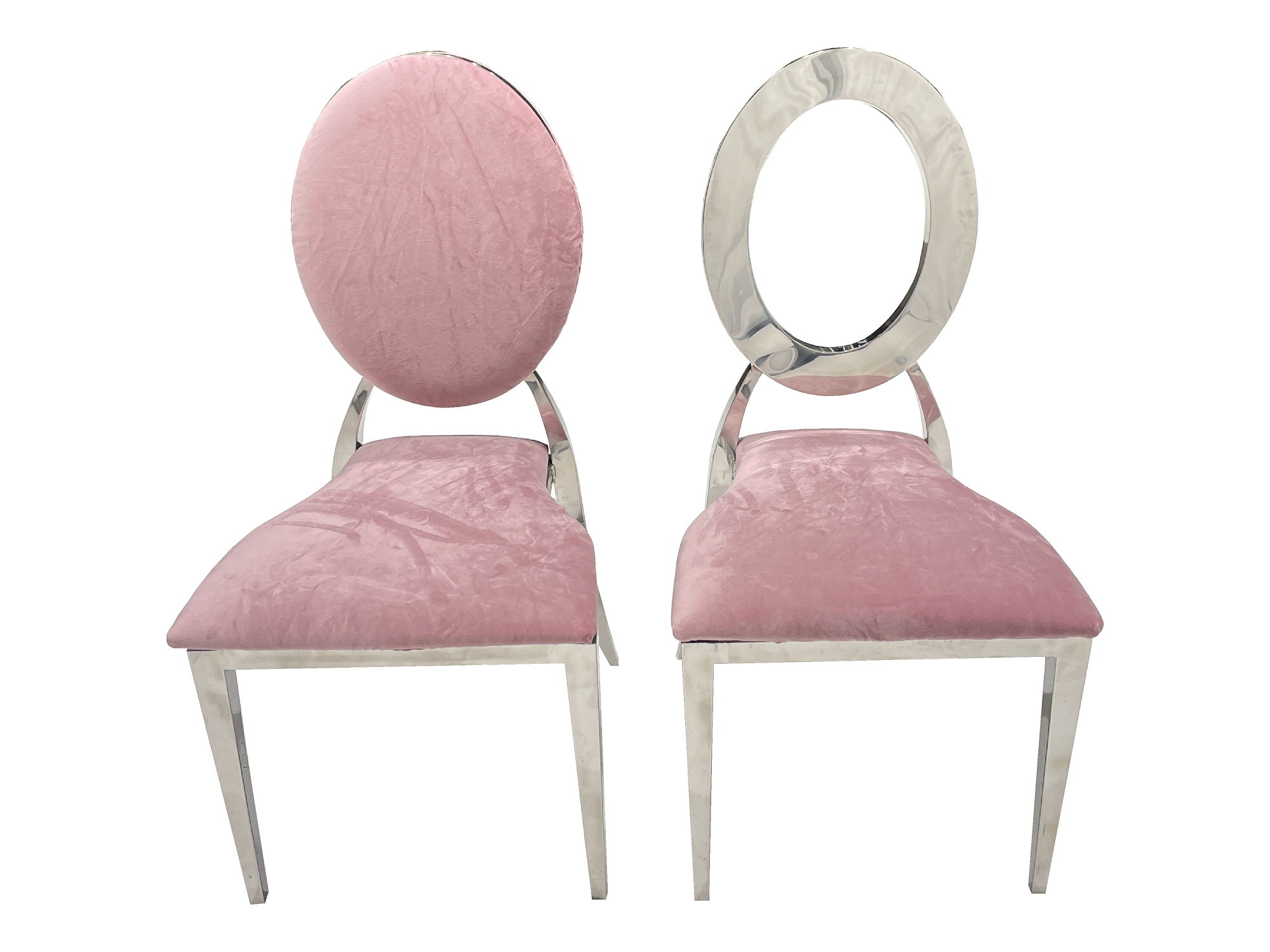 BELLAGIO CHAIR - SILVER W/ BLUSH VELVET CUSHIONS