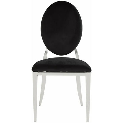BELLAGIO CHAIR - SILVER W/ BLACK LEATHER CUSHIONS