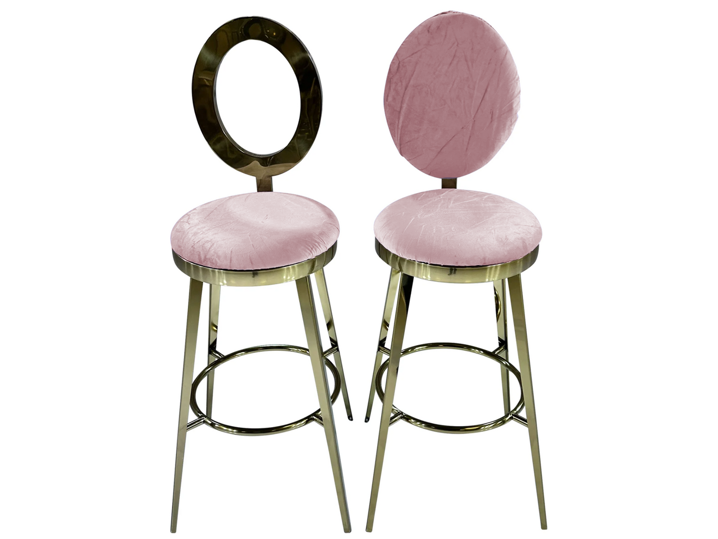 BELLAGIO BARSTOOL - GOLD W/ BLUSH VELVET CUSHION