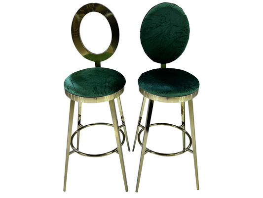 BELLAGIO BARSTOOL - GOLD W/ EMERALD VELVET CUSHION