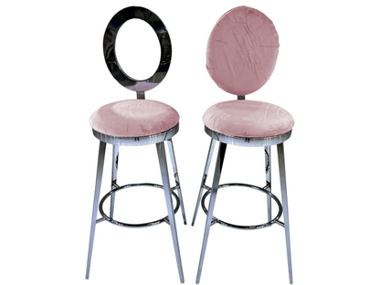 BELLAGIO BARSTOOL - SILVER W/ BLUSH VELVET CUSHION