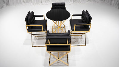 BARCELONA DIRECTOR'S CHAIR GROUPING 2 - BLACK W/ GOLD BASE