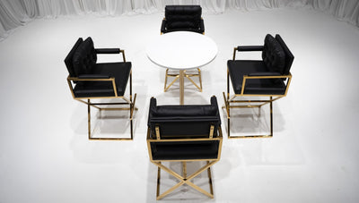 BARCELONA DIRECTOR'S CHAIR GROUPING 3 - BLACK W/ GOLD BASE