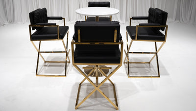 BARCELONA DIRECTOR'S CHAIR GROUPING 3 - BLACK W/ GOLD BASE