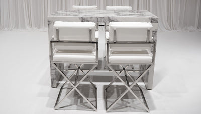 BARCELONA DIRECTOR'S CHAIR GROUPING 1 - WHITE W/ SILVER BASE