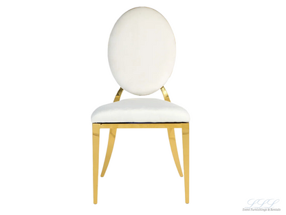 BELLAGIO CHAIR - GOLD W/ IVORY LEATHER CUSHIONS