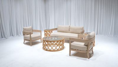 BROOKHAVEN SOFA GROUPING 1 - IVORY W/ NATURAL WOOD