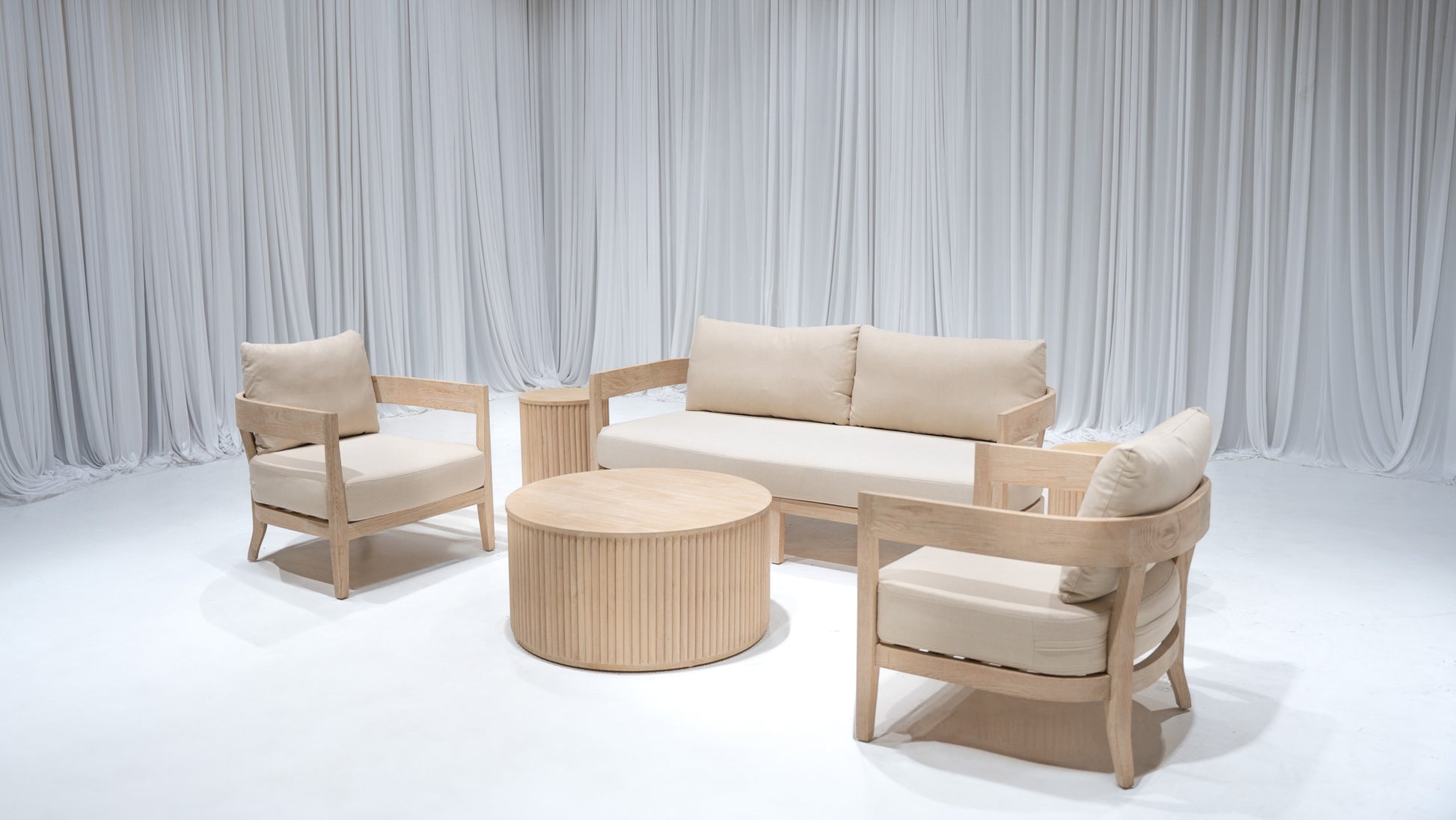 BROOKHAVEN SOFA GROUPING 3 - IVORY W/ NATURAL WOOD
