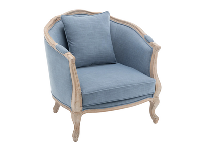 FITZGERALD ARMCHAIR - DUSTY BLUE LINEN W/ NATURAL WOOD