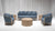 FITZGERALD SOFA GROUPING 1 - DUSTY BLUE LINEN W/ NATURAL WOOD