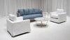 FITZGERALD SOFA GROUPING 3 - DUSTY BLUE LINEN W/ NATURAL WOOD