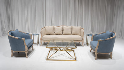 FITZGERALD SOFA GROUPING 3 - IVORY W/ NATURAL WOOD