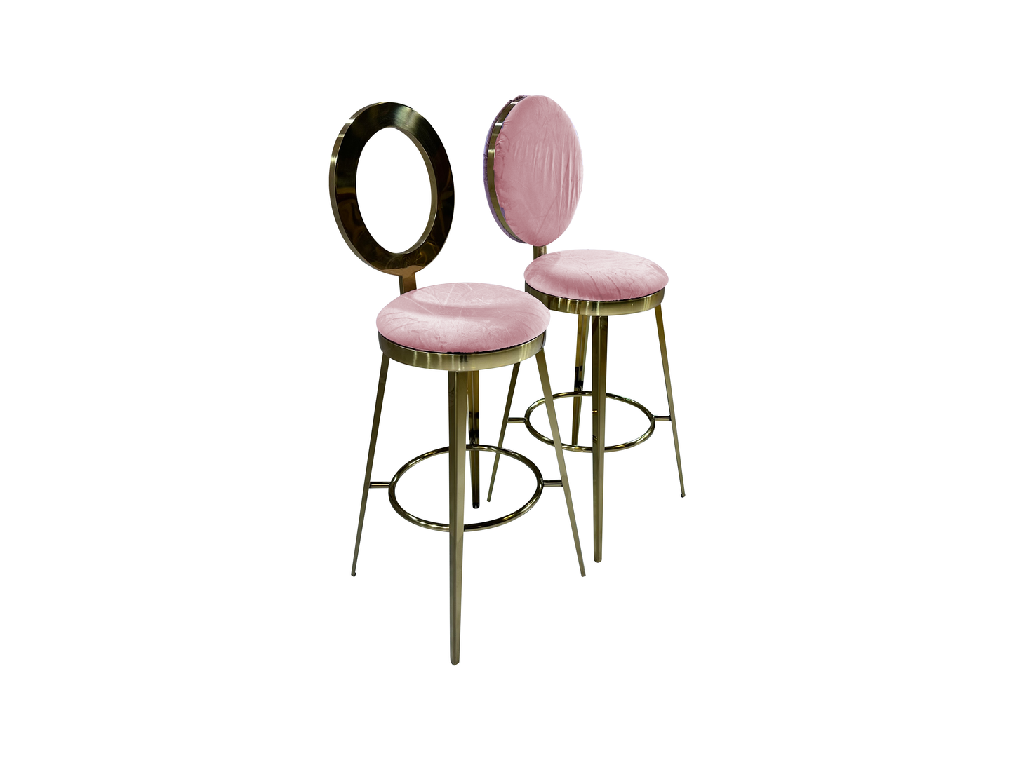 BELLAGIO BARSTOOL - GOLD W/ BLUSH VELVET CUSHION