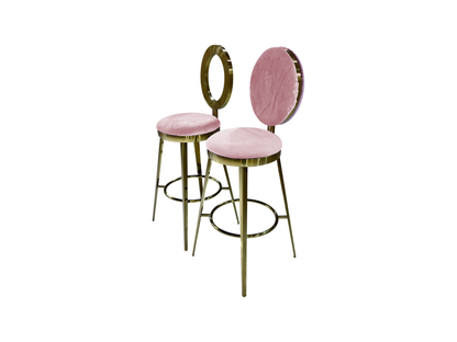 BELLAGIO BARSTOOL - GOLD W/ BLUSH VELVET CUSHION