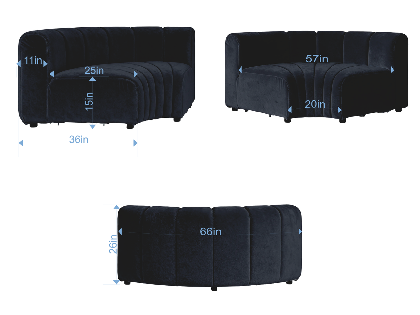 ARC INNER SOFA SECTION - BLACK