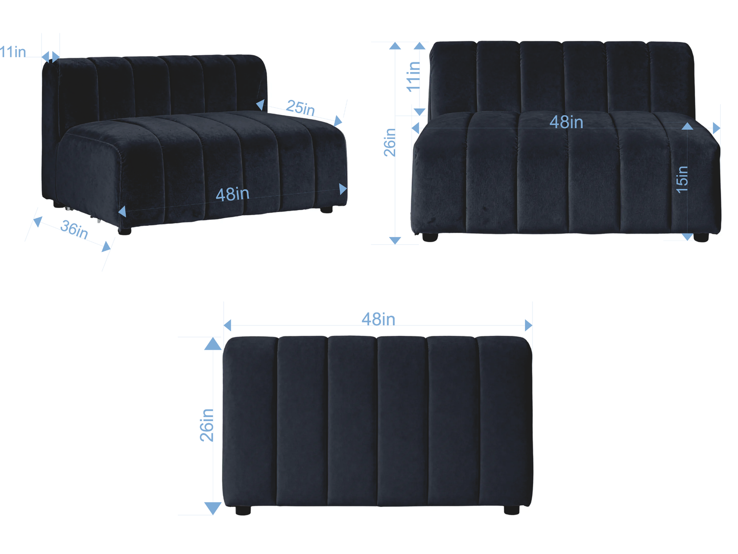 ARC STRAIGHT SOFA SECTION - BLACK