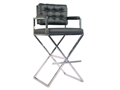 BARCELONA DIRECTOR'S CHAIR - BLACK W/ SILVER BASE