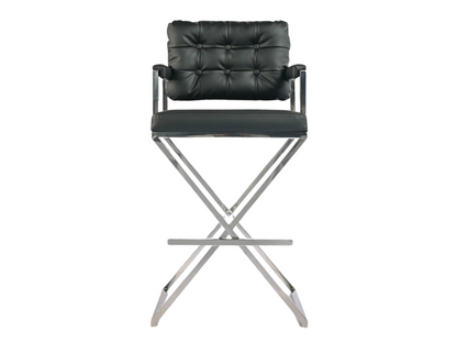 BARCELONA DIRECTOR'S CHAIR - BLACK W/ SILVER BASE