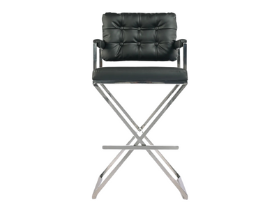 BARCELONA DIRECTOR'S CHAIR - BLACK W/ SILVER BASE