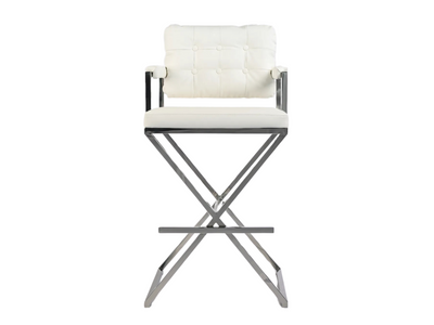 BARCELONA DIRECTOR'S CHAIR - WHITE W/ SILVER BASE