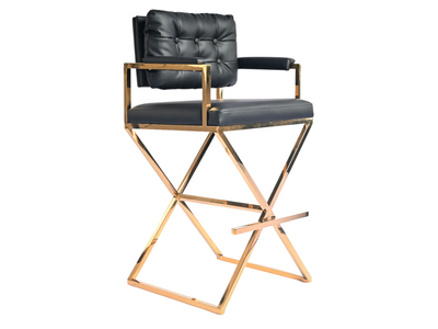 BARCELONA DIRECTOR'S CHAIR - BLACK W/ GOLD BASE