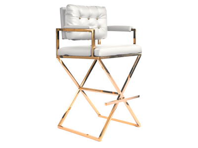 BARCELONA DIRECTOR'S CHAIR - WHITE W/ GOLD BASE