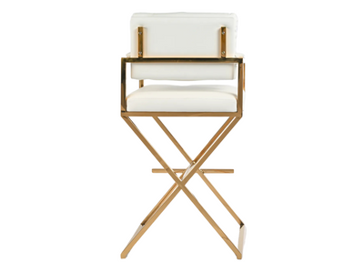 BARCELONA DIRECTOR'S CHAIR - WHITE W/ GOLD BASE