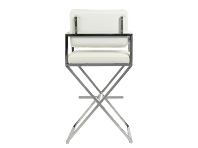 BARCELONA DIRECTOR'S CHAIR - WHITE W/ SILVER BASE