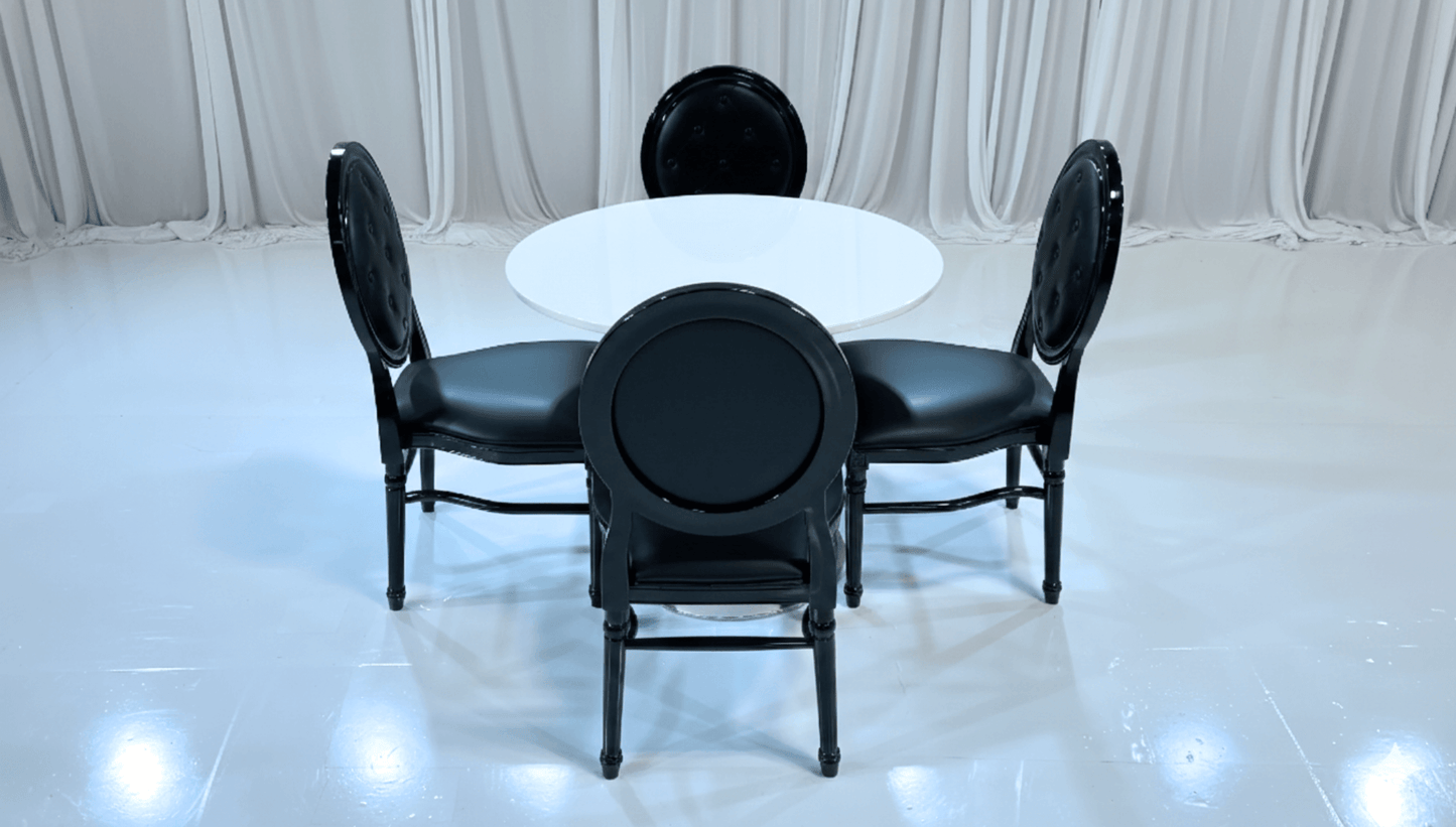 PARIS COCKTAIL GROUPING 2 - Featured Items in this grouping include: Paris Cocktail Lowboy Table King Louis Tufted Chair - Black