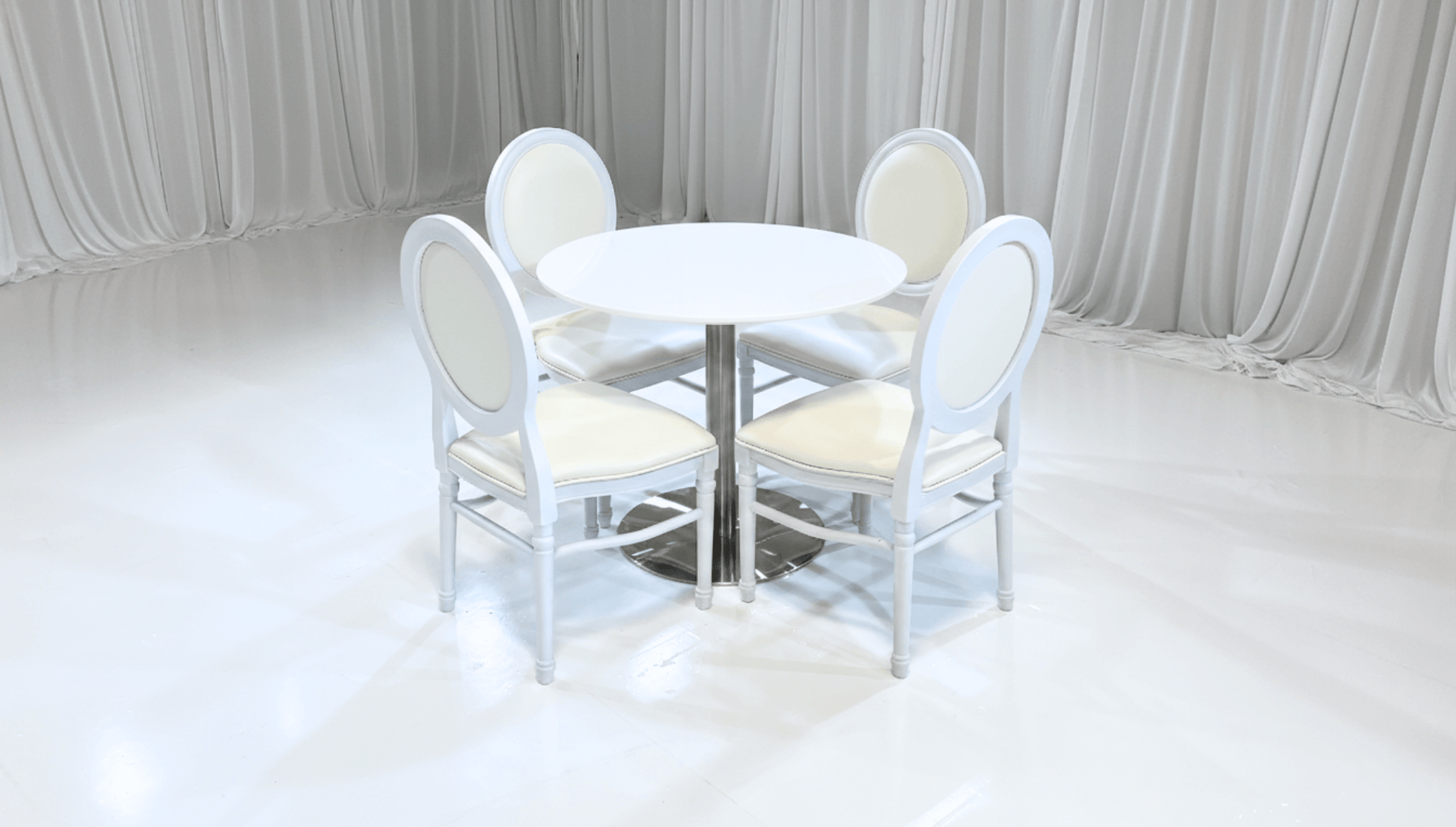PARIS COCKTAIL GROUPING 3 - Featured Items in this grouping include: Paris Cocktail Lowboy Table King Louis Chair - White