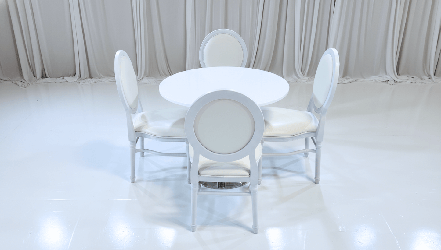 PARIS COCKTAIL GROUPING 3 - Featured Items in this grouping include: Paris Cocktail Lowboy Table King Louis Chair - White