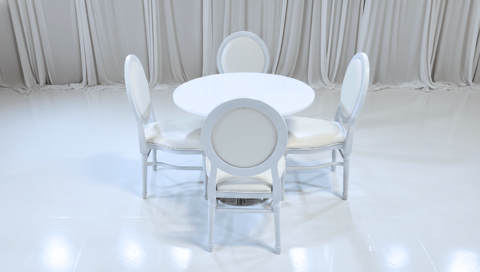 PARIS COCKTAIL GROUPING 3 - Featured Items in this grouping include: Paris Cocktail Lowboy Table King Louis Chair - White