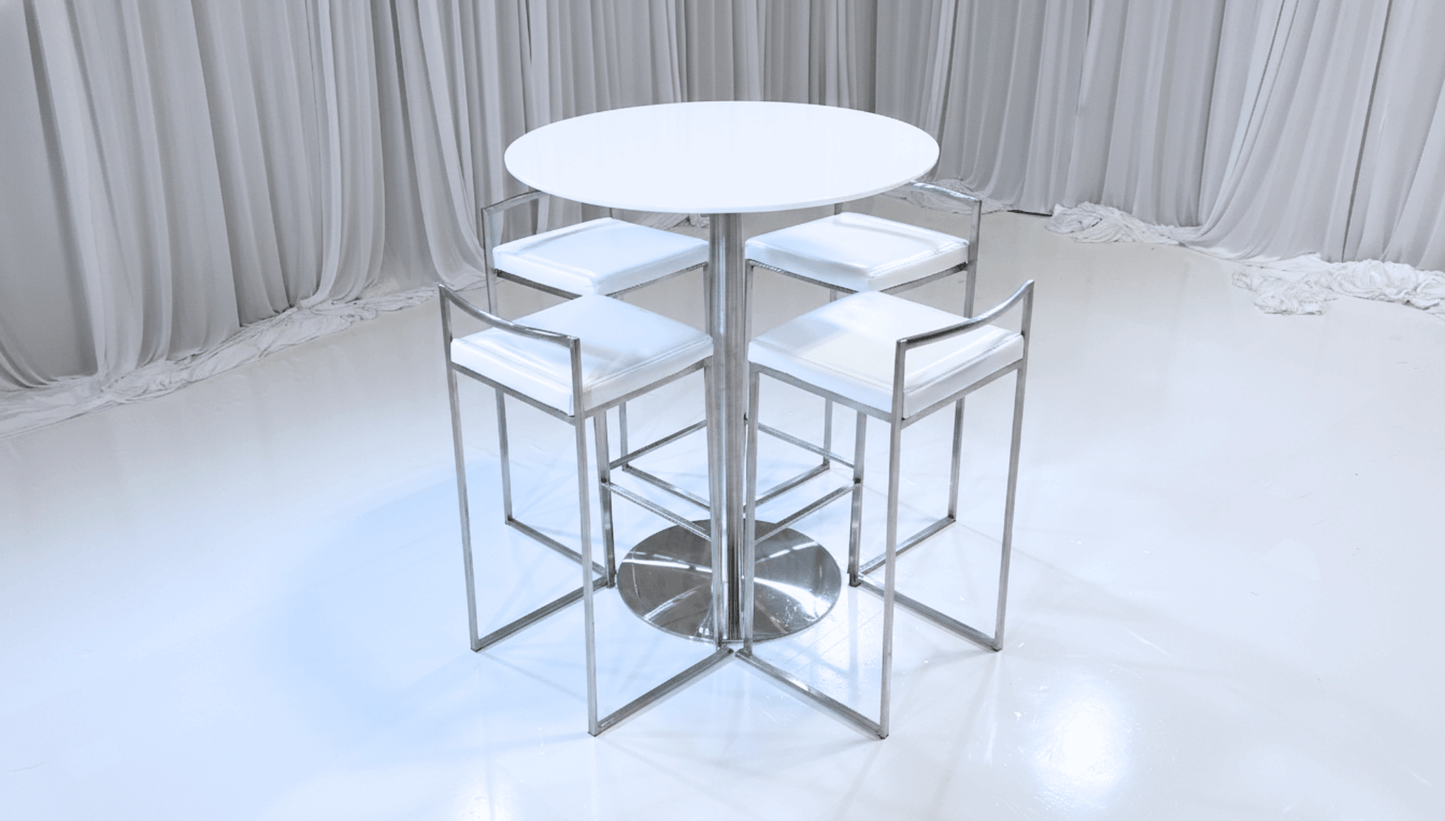 PARIS HIGHBOY GROUPING 2 - SILVER - Featured Items in this grouping include: Paris Highboy - Silver Metro Barstool - White