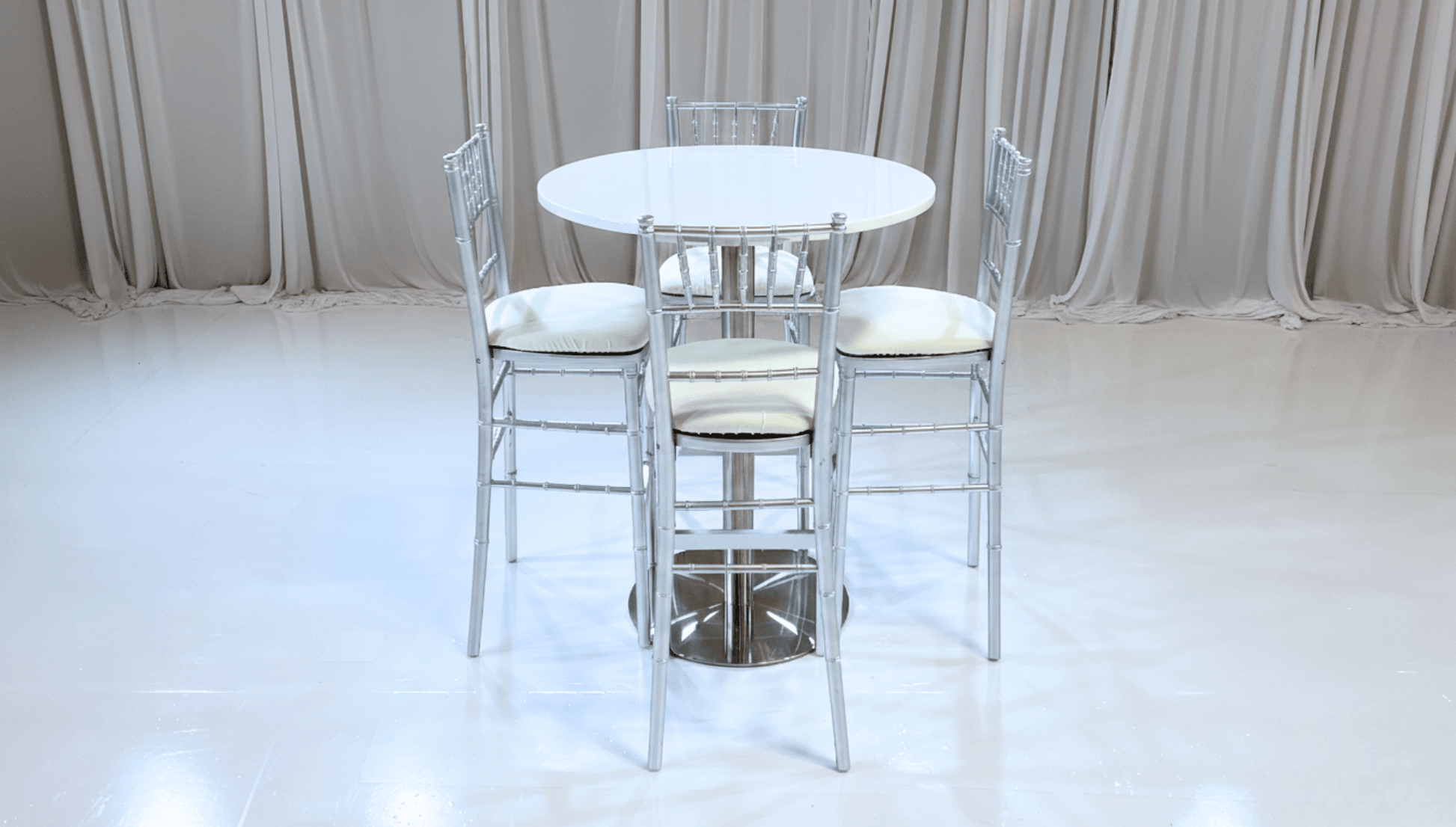 PARIS HIGHBOY GROUPING 3 - SILVER - Featured Items in this grouping include: Paris Highboy - Silver Chiavari Barstool - Silver