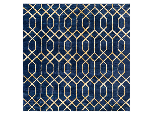 PATTERNED AREA RUG - NAVY BLUE GOLD | 7' x 10'