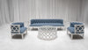 PIEDMONT SOFA GROUPING 2 - DUSTY BLUE LINEN W/ WHITE WOOD