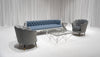 PIEDMONT SOFA GROUPING 3 - DUSTY BLUE LINEN W/ WHITE WOOD