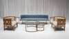 PIEDMONT SOFA GROUPING 4 - DUSTY BLUE LINEN W/ WHITE WOOD